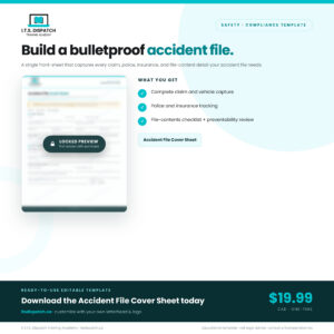 Accident File Cover Sheet