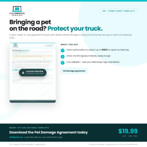 Truck Driver Pet Damage Agreement